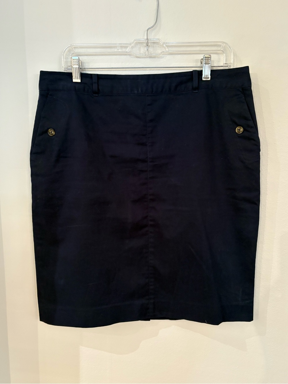 Cyrillus Paris Classic Navy Pencil Skirt with Pockets and Button Detail US 14